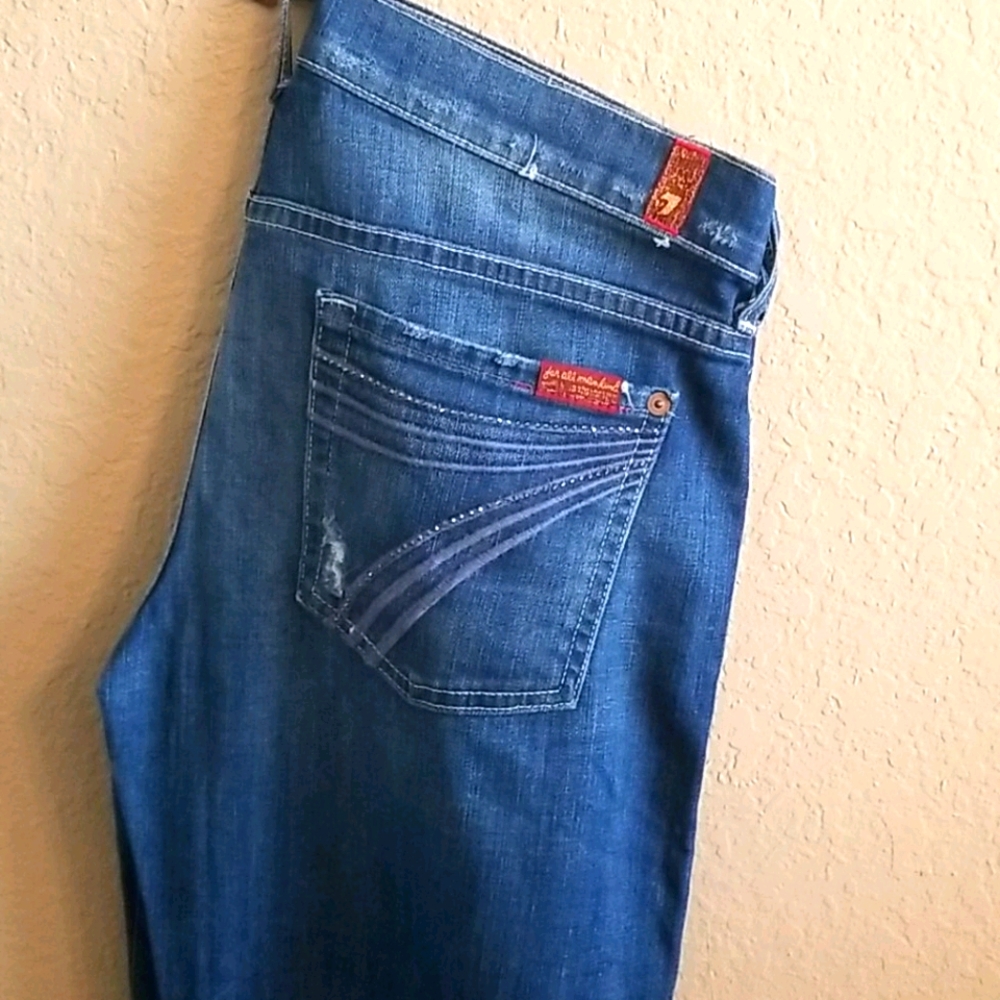 7 For All Mankind Washed blue distressed Dojo Jean